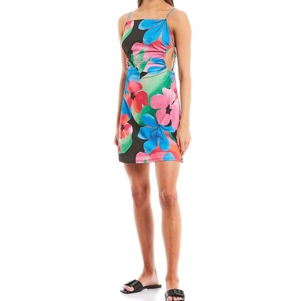 Gianni Bini Cut Out Floral Dress Size Small